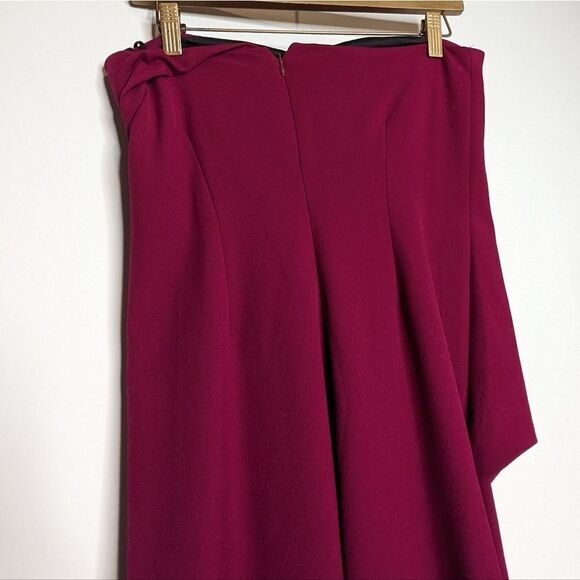 ZARA Strapless Draped Purple Plum Cocktail Bridal Side Slit Midi Dress - Picture 7 of 9